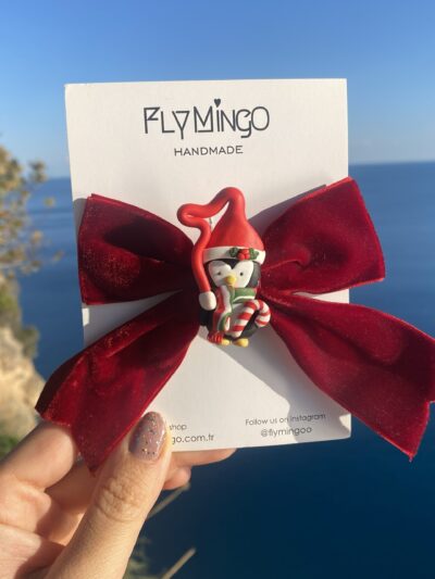 Yeni Yıl Penguenli Kadife Fiyonk